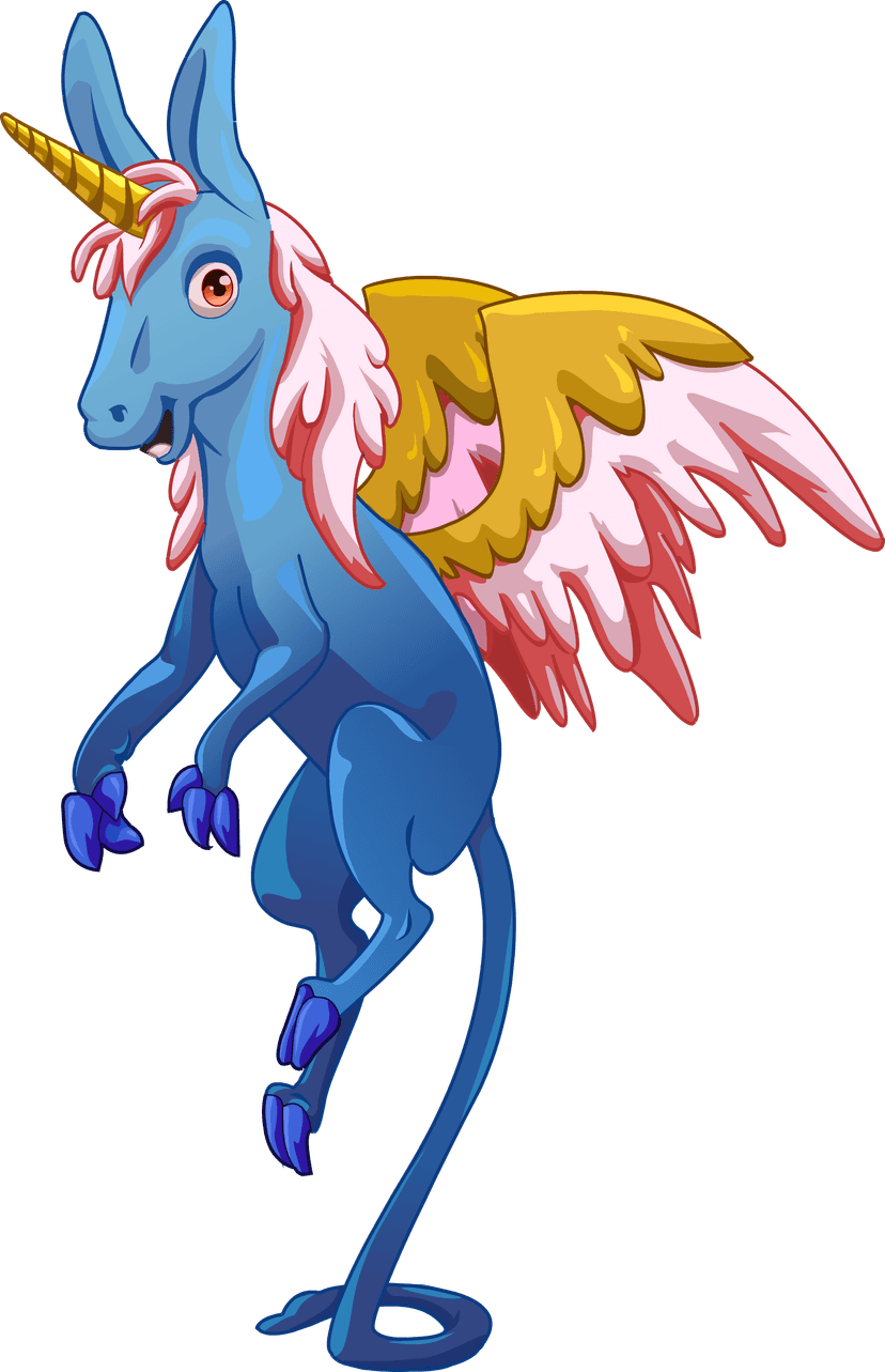 Moonpebble - A magical blue unicorn with wings